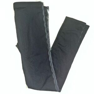 Athleta Seamless Black Gray Chain Link Detail Sides Cropped Tights Leggings L